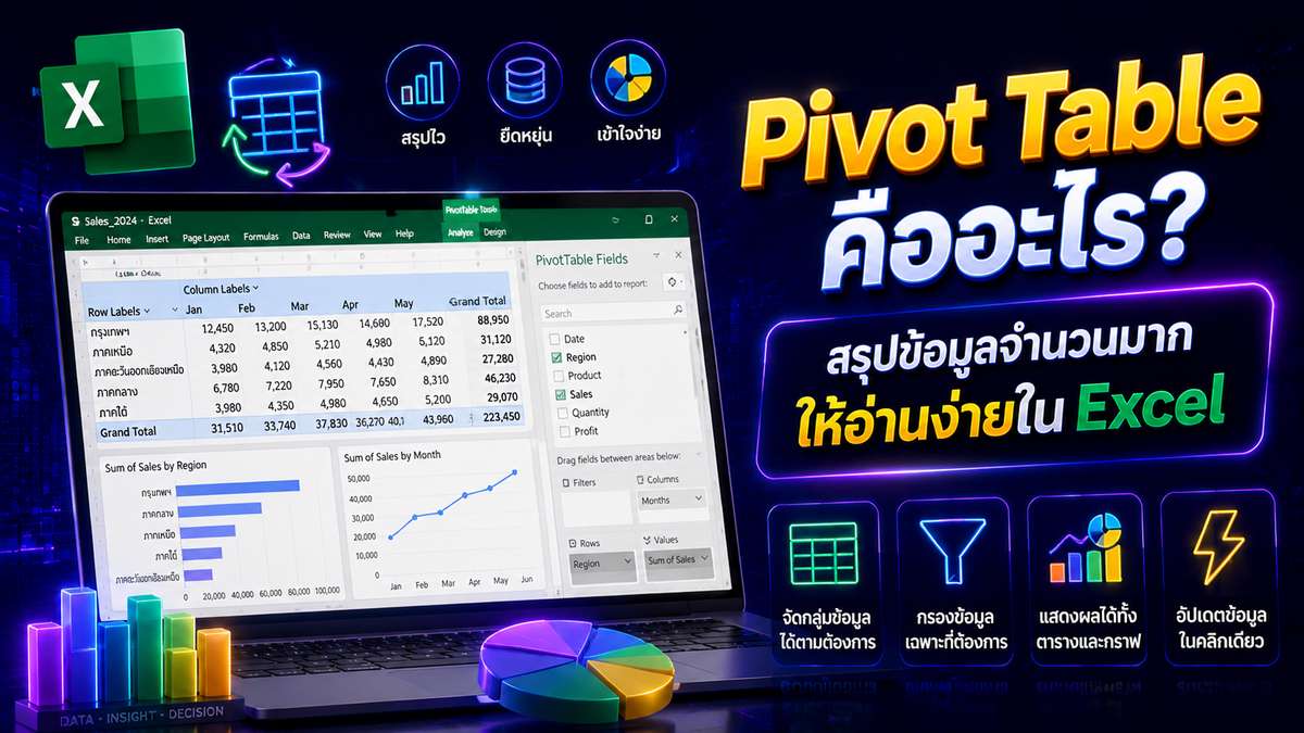 Pivot Table คืออะไร สรุปข้อมูลจำนวนมากให้อ่านง่ายใน Excel